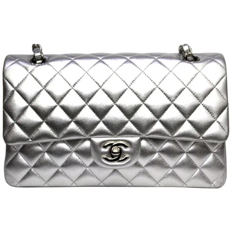 chanel silver metallic bag|metallic silver Chanel bag.